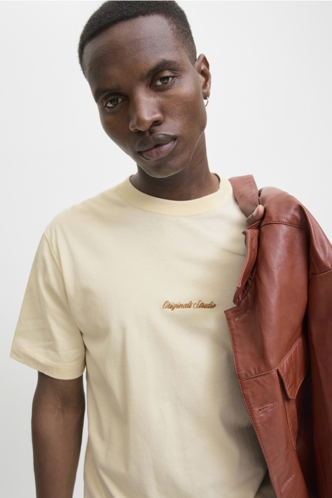 JORNORREBRO EMB TEE SS CREW NECK NO 12282892 ANTIQUE WHITE